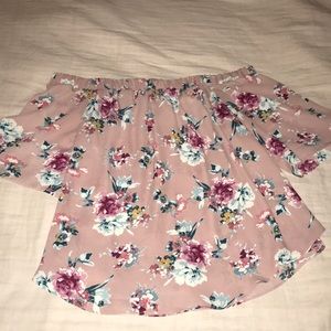 Off the shoulder pink flower blouse
